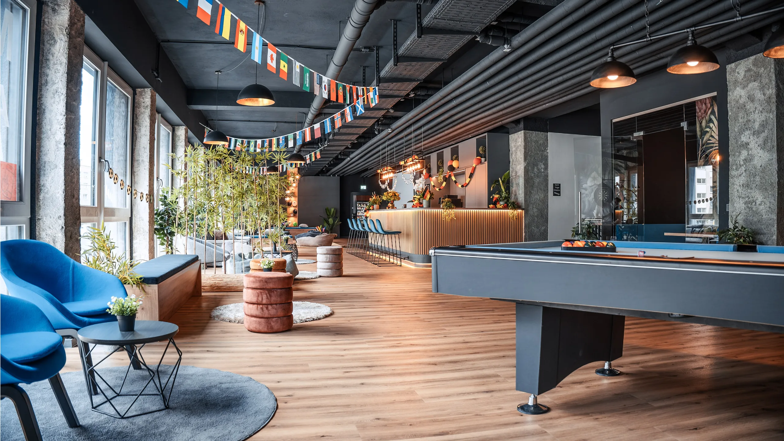 Community-Lounge der Eighty-Eight Apartments Nürnberg
